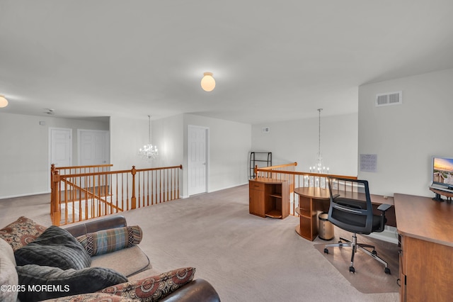 208 Bradwick Way, Marlboro, NJ 07746 - office with a chandelier, light carpet, and baseboards