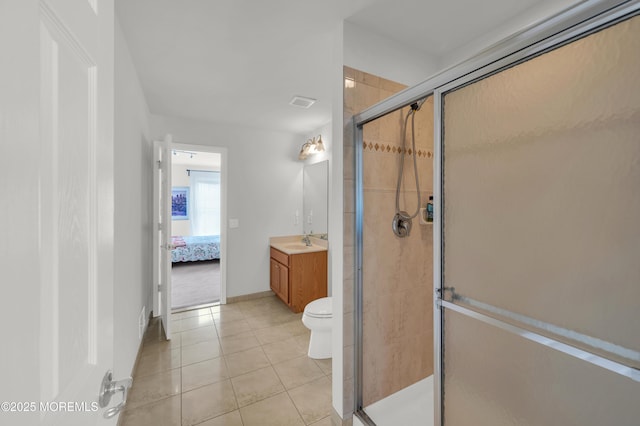 208 Bradwick Way, Marlboro, NJ 07746 - ensuite bathroom with vanity, a shower stall, tile patterned floors, toilet, and baseboards