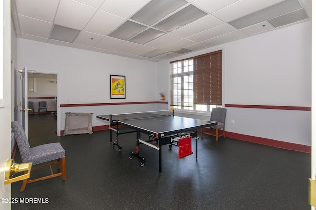 208 Bradwick Way, Marlboro, NJ 07746 - game room featuring rubber floors, a drop ceiling, and baseboards
