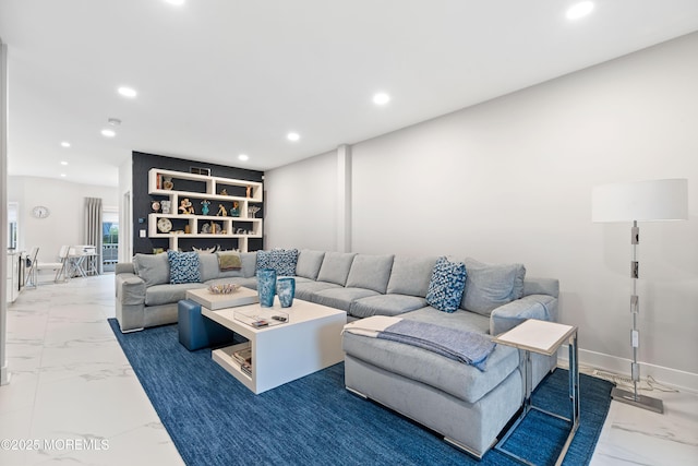 17 Riviera Dr, Long Branch, NJ 07740 - living room with marble finish flooring, recessed lighting, and baseboards