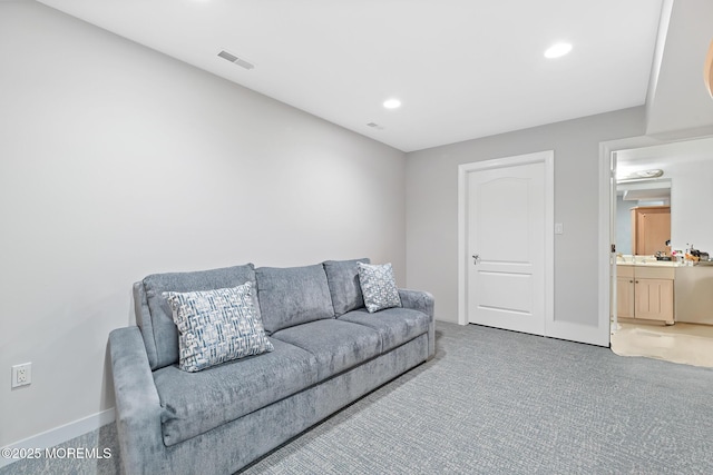 17 Riviera Dr, Long Branch, NJ 07740 - living room featuring light colored carpet, recessed lighting, and baseboards