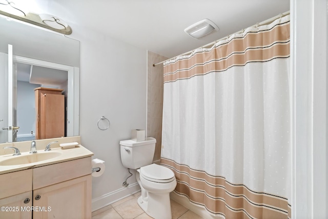 17 Riviera Dr, Long Branch, NJ 07740 - full bath with tile patterned flooring, toilet, vanity, baseboards, and curtained shower