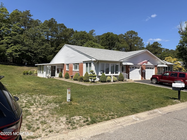 46 Franklin Ln Unit 46A, Whiting, NJ 08759 - ranch-style home with a garage, a front lawn, driveway, and brick siding