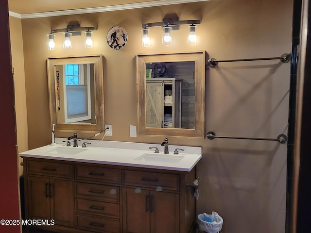 157 Taylors Mills Rd, Englishtown, NJ 07726 - bathroom featuring double vanity and ornamental molding