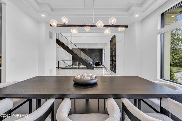 30 Winchester Ln, Holmdel, NJ 07733 - dining room with ornamental molding, recessed lighting, and stairs