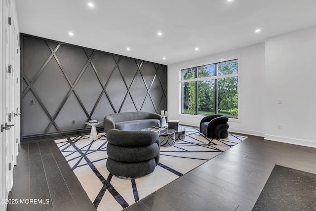 30 Winchester Ln, Holmdel, NJ 07733 - living room featuring baseboards, wood finished floors, and recessed lighting