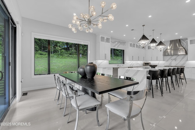 30 Winchester Ln, Holmdel, NJ 07733 - dining area featuring a chandelier, recessed lighting, and baseboards