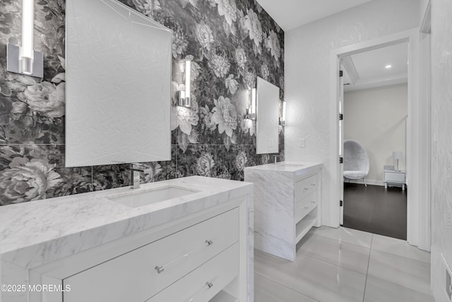 30 Winchester Ln, Holmdel, NJ 07733 - bathroom featuring two vanities and tile patterned flooring