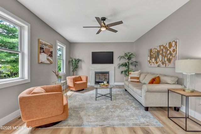 7 Cardinal Ave, Brick, NJ 08724 - living area featuring a ceiling fan, healthy amount of natural light, and wood finished floors