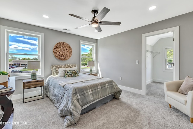 7 Cardinal Ave, Brick, NJ 08724 - carpeted bedroom featuring recessed lighting, baseboards, a walk in closet, and a ceiling fan