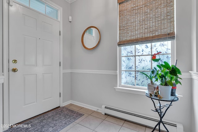 28 Pierhead Dr, Barnegat, NJ 08005 - entrance foyer with baseboard heating, healthy amount of natural light, tile patterned floors, and baseboards