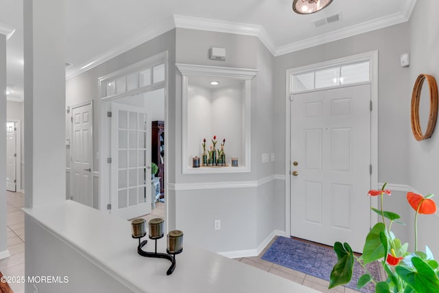 28 Pierhead Dr, Barnegat, NJ 08005 - foyer entrance with light tile patterned floors, baseboards, and crown molding