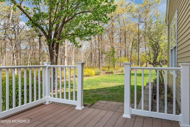 28 Pierhead Dr, Barnegat, NJ 08005 - wooden deck featuring a yard