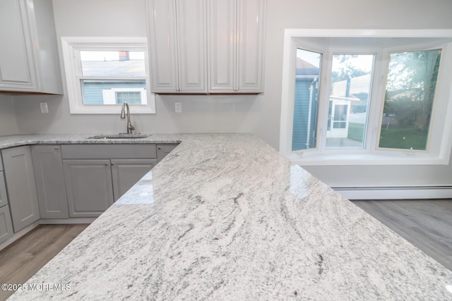 3 Fontana St, Toms River, NJ 08757 - kitchen with light wood-style floors, a sink, a baseboard heating unit, and healthy amount of natural light