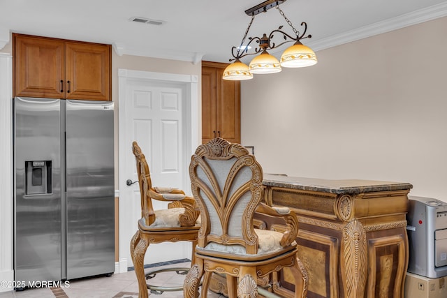 16 W Ave, Gladstone, NJ 07934 - dining room with crown molding and light tile patterned floors