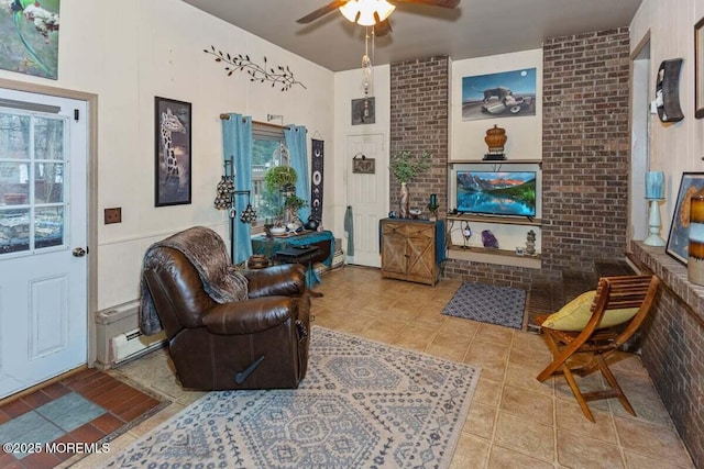 75 Brown Rd, Howell, NJ 07731 - tiled living room with ceiling fan