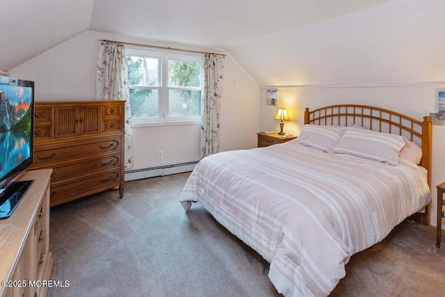 75 Brown Rd, Howell, NJ 07731 - bedroom featuring a baseboard radiator, lofted ceiling, and carpet