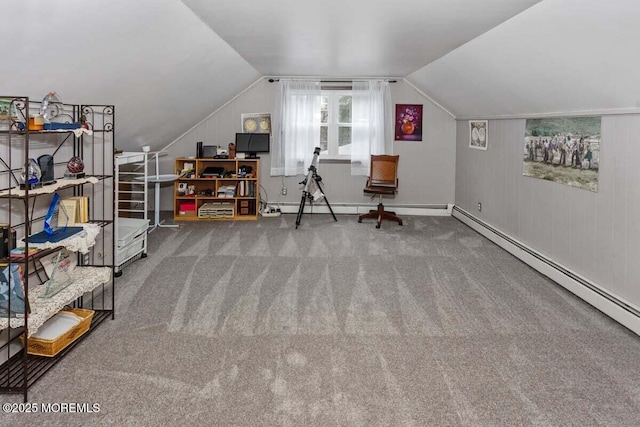 75 Brown Rd, Howell, NJ 07731 - bonus room featuring carpet, vaulted ceiling, and baseboard heating