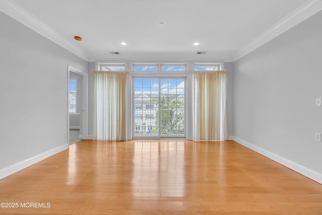 7 Centre St Unit 1303, Ocean Twp, NJ 07712 - spare room with ornamental molding, light wood-style floors, baseboards, and recessed lighting