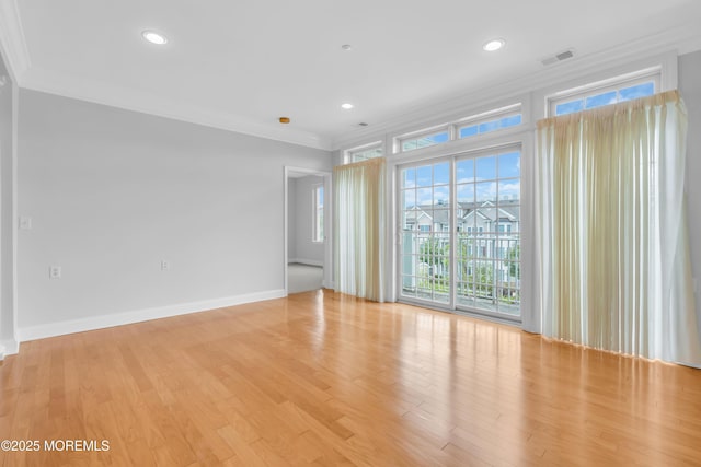 7 Centre St Unit 1303, Ocean Twp, NJ 07712 - empty room featuring crown molding, light wood-style flooring, baseboards, and recessed lighting