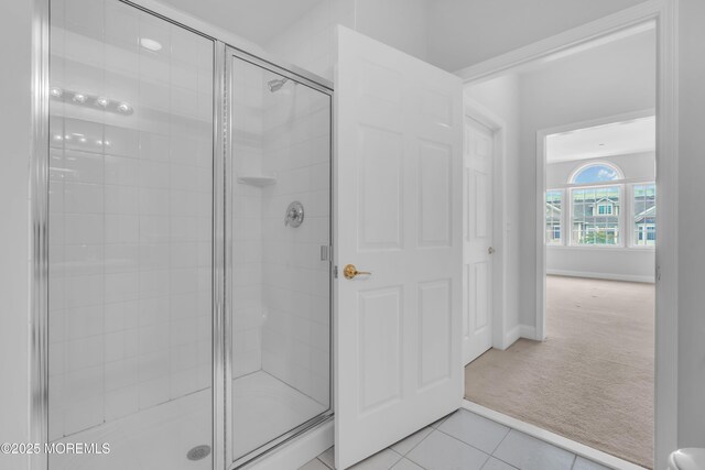 7 Centre St Unit 1303, Ocean Twp, NJ 07712 - bathroom with a stall shower, tile patterned floors, and baseboards
