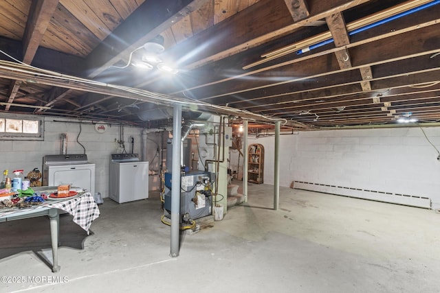 388 Atlantic Ave, Long Branch, NJ 07740 - below grade area featuring a baseboard heating unit, independent washer and dryer, and a heating unit