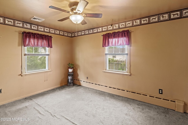 388 Atlantic Ave, Long Branch, NJ 07740 - empty room with baseboard heating, carpet flooring, healthy amount of natural light, and ceiling fan