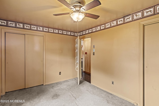 388 Atlantic Ave, Long Branch, NJ 07740 - unfurnished bedroom with carpet floors, baseboards, a closet, and a ceiling fan