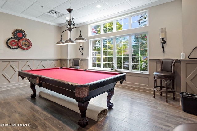 37 Violet Ct, Holmdel, NJ 07733 - playroom featuring crown molding, a decorative wall, pool table, healthy amount of natural light, and a wainscoted wall