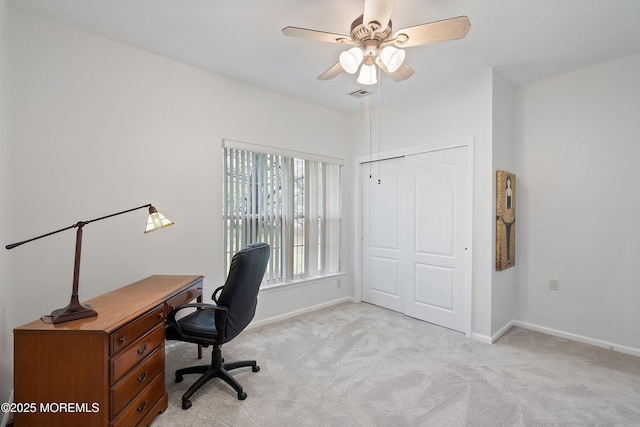 37 Violet Ct, Holmdel, NJ 07733 - office with light carpet, baseboards, and a ceiling fan
