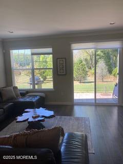 18 Lily Pond Ct, Howell, NJ 07731 - living area featuring healthy amount of natural light, wood finished floors, baseboards, and crown molding