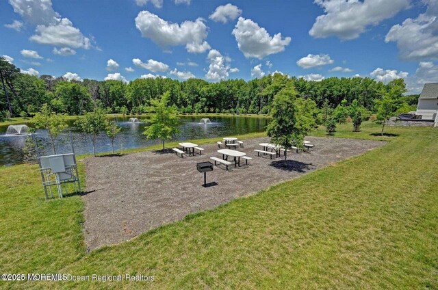 18 Lily Pond Ct, Howell, NJ 07731 - view of community with a water view and a lawn