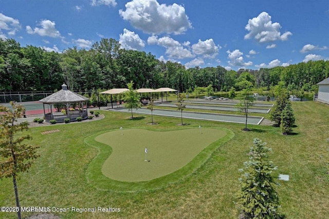 18 Lily Pond Ct, Howell, NJ 07731 - view of community with a gazebo, a putting area, a lawn, and a carport