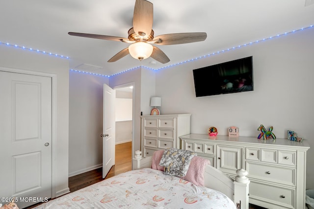 909 Amsterdam Ave, Toms River, NJ 08757 - bedroom featuring wood finished floors, ceiling fan, and baseboards