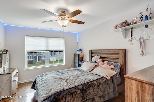 909 Amsterdam Ave, Toms River, NJ 08757 - bedroom featuring wood finished floors, baseboards, and ceiling fan