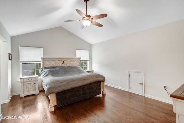 909 Amsterdam Ave, Toms River, NJ 08757 - bedroom featuring multiple windows, vaulted ceiling, wood finished floors, and baseboards