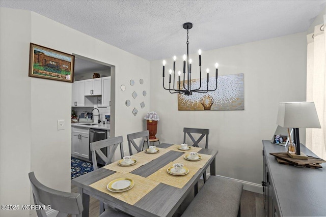 2001 Begonia Ct, Jackson, NJ 08527 - dining space with a chandelier, wood finished floors, a textured ceiling, and baseboards