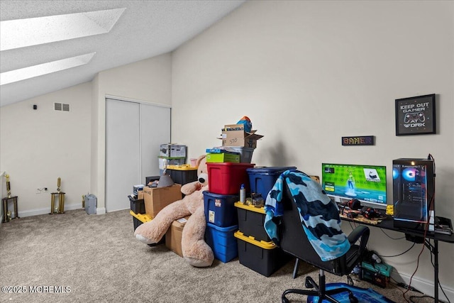 2001 Begonia Ct, Jackson, NJ 08527 - home office with a skylight, lofted ceiling, carpet floors, and baseboards