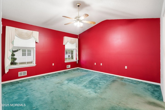 11 Sedgwick Sq, Jackson, NJ 08527 - empty room featuring vaulted ceiling, ceiling fan, carpet flooring, and baseboards
