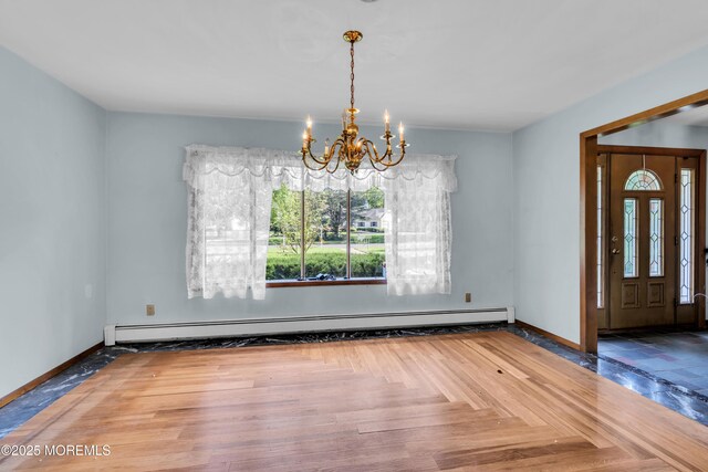 36 Stoney Creek Ln, Colts Neck, NJ 07722 - entryway with a chandelier, baseboards, and a baseboard radiator
