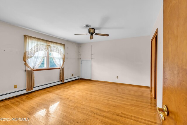 36 Stoney Creek Ln, Colts Neck, NJ 07722 - empty room featuring light wood finished floors, a ceiling fan, and a baseboard heating unit