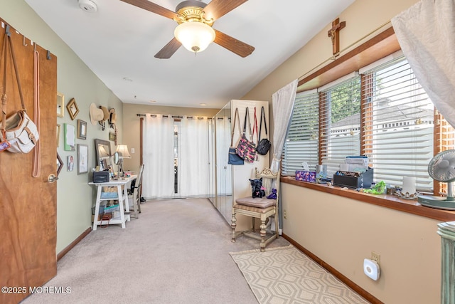 7 Monterey Dr, Hazlet, NJ 07730 - home office featuring plenty of natural light, baseboards, light carpet, and a ceiling fan