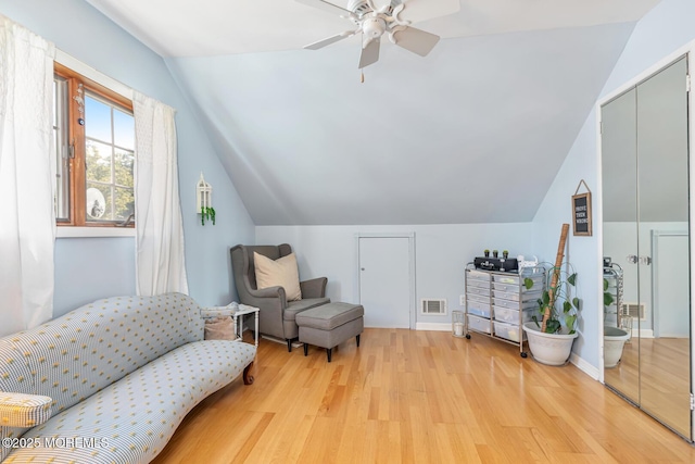 7 Monterey Dr, Hazlet, NJ 07730 - living area with lofted ceiling, light wood-type flooring, and ceiling fan