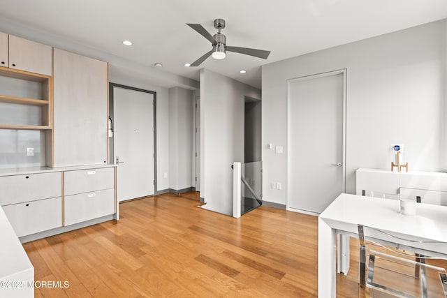 601 Bangs Ave Unit 701, Asbury Park, NJ 07712 - office area with ceiling fan, light wood finished floors, recessed lighting, and baseboards