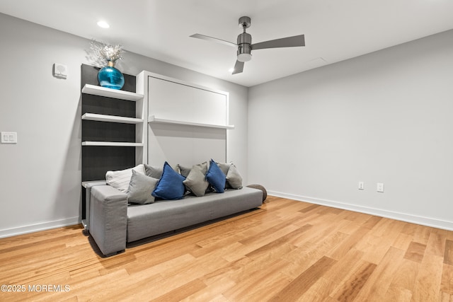 601 Bangs Ave Unit 701, Asbury Park, NJ 07712 - sitting room with ceiling fan, wood finished floors, baseboards, and recessed lighting