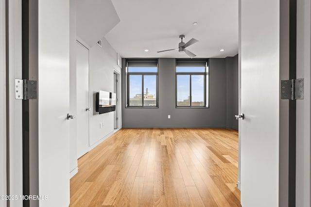 601 Bangs Ave Unit 701, Asbury Park, NJ 07712 - spare room featuring a ceiling fan, light wood-style floors, baseboards, and recessed lighting