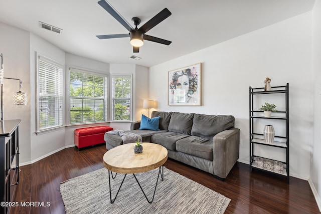 405 Hampton Ct Unit 15-4, Manalapan, NJ 07726 - living room with ceiling fan, wood finished floors, and baseboards