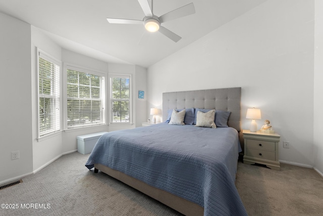 405 Hampton Ct Unit 15-4, Manalapan, NJ 07726 - carpeted bedroom featuring baseboards, lofted ceiling, and a ceiling fan