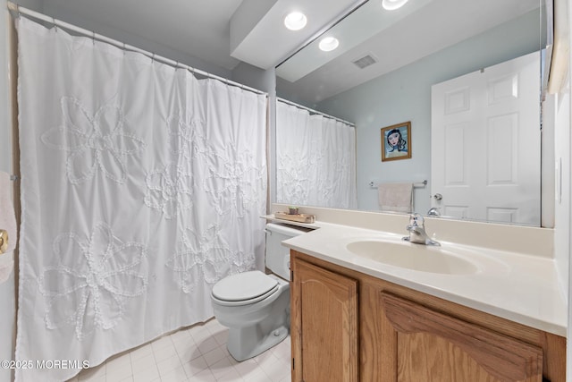405 Hampton Ct Unit 15-4, Manalapan, NJ 07726 - bathroom featuring vanity, toilet, tile patterned flooring, and a shower with shower curtain