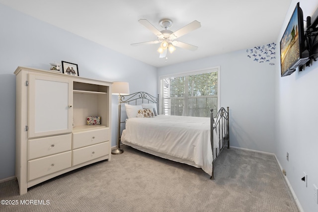 405 Hampton Ct Unit 15-4, Manalapan, NJ 07726 - bedroom featuring light colored carpet, baseboards, and a ceiling fan